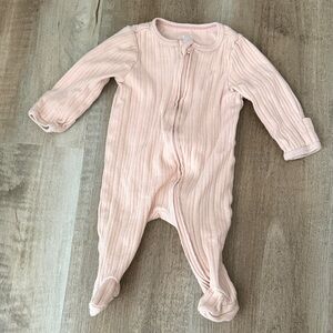 Cloud Island Light Pink Ribbed Footie